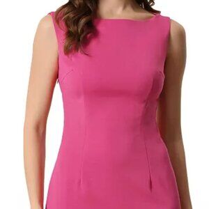 Women's Sleeveless Boat Neck Casual Office Business Sheath Dress